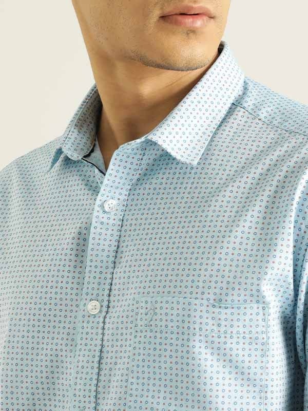 Indian Terrain Men All Over Print Light Blue Shirt